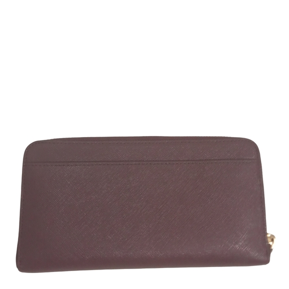 Kate Spade Zip Around Wallet Burgundy Leather Gold Hardware - Picture 4 of 7